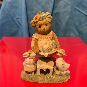 Cherished Teddy with Tea Set - Brown/Pink/Blue